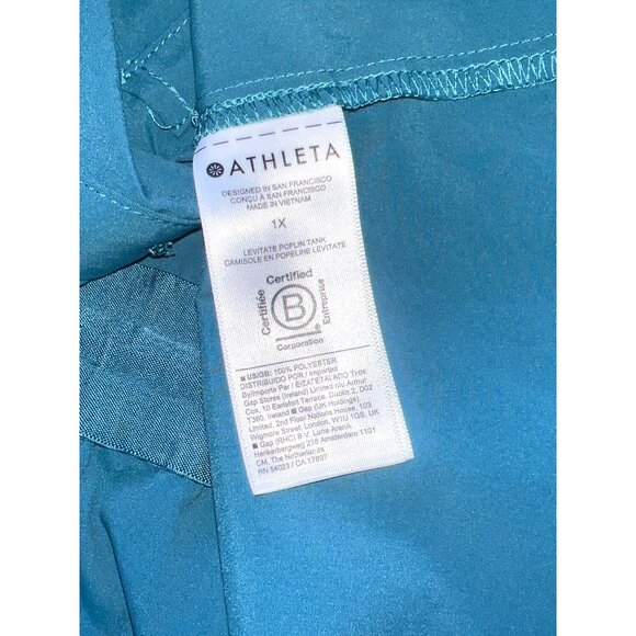 Athleta Levitate Poplin Tank Womens 1X Teal Sleeveless Lightweight Drawstring - Picture 6 of 8